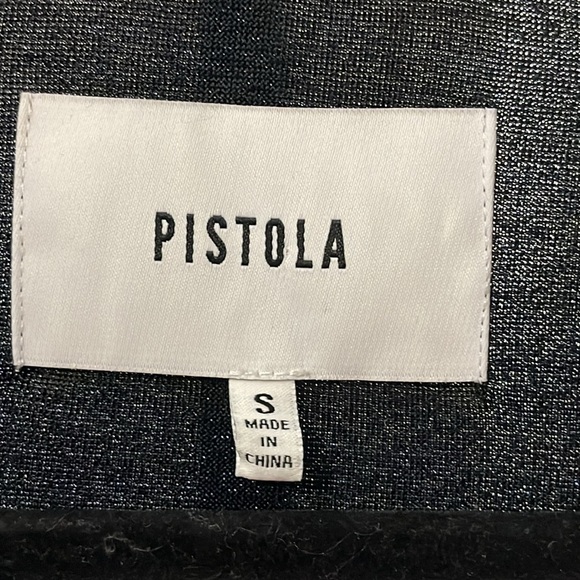 PISTOLA Vita Polo Dress Navy Shimmer Midi Short Sleeve Side Gather, Slits Sz S - Picture 9 of 15